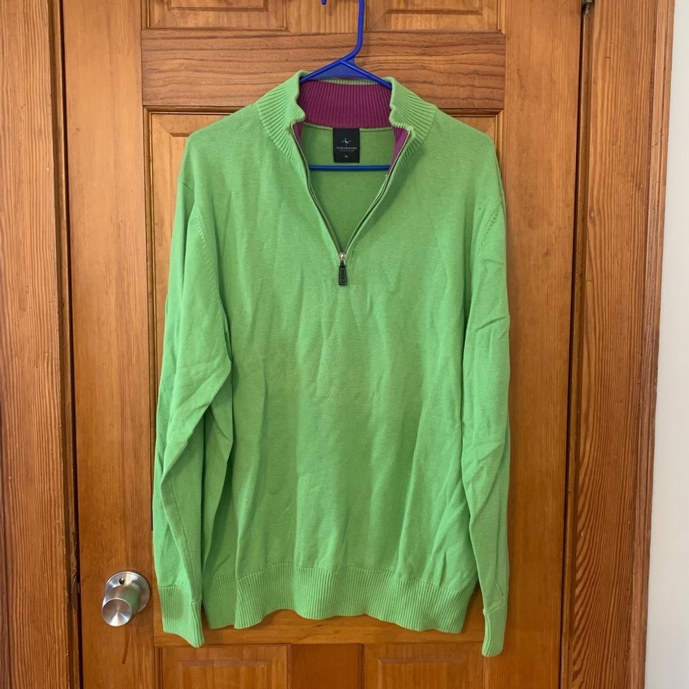 Tailorbyrd Green and Purple Zip Up Sweater